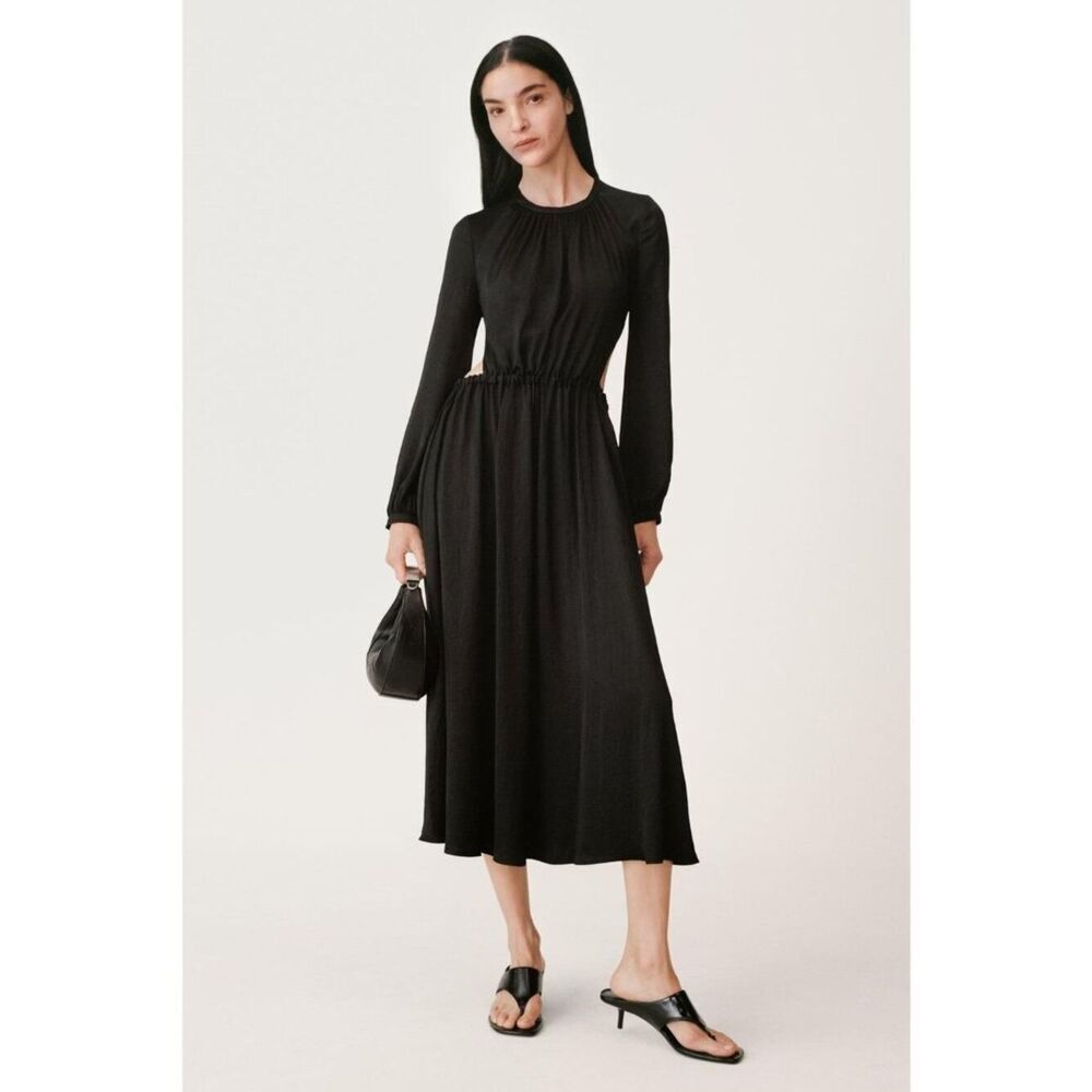Zara 50th Anniversary Womens Dress XS Black Open Back Midi Cocktail 3309/502 NWT